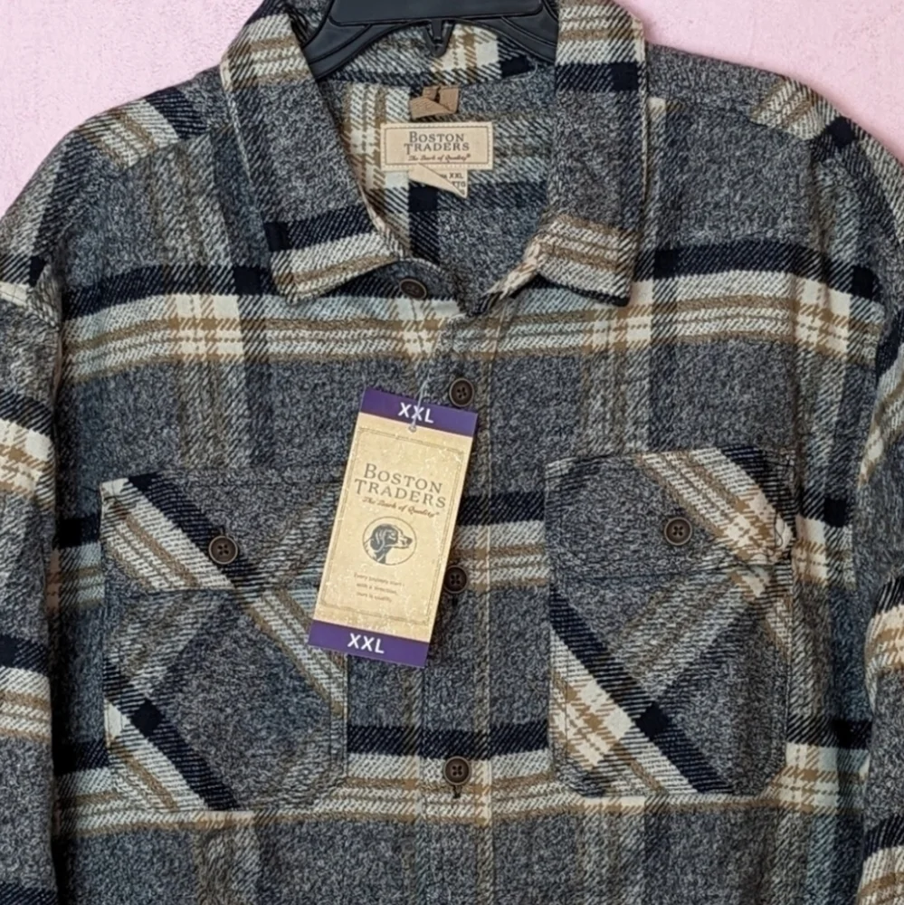 Boston Traders Maple Plaid Shacket Button Up Shirt Jacket size XXL